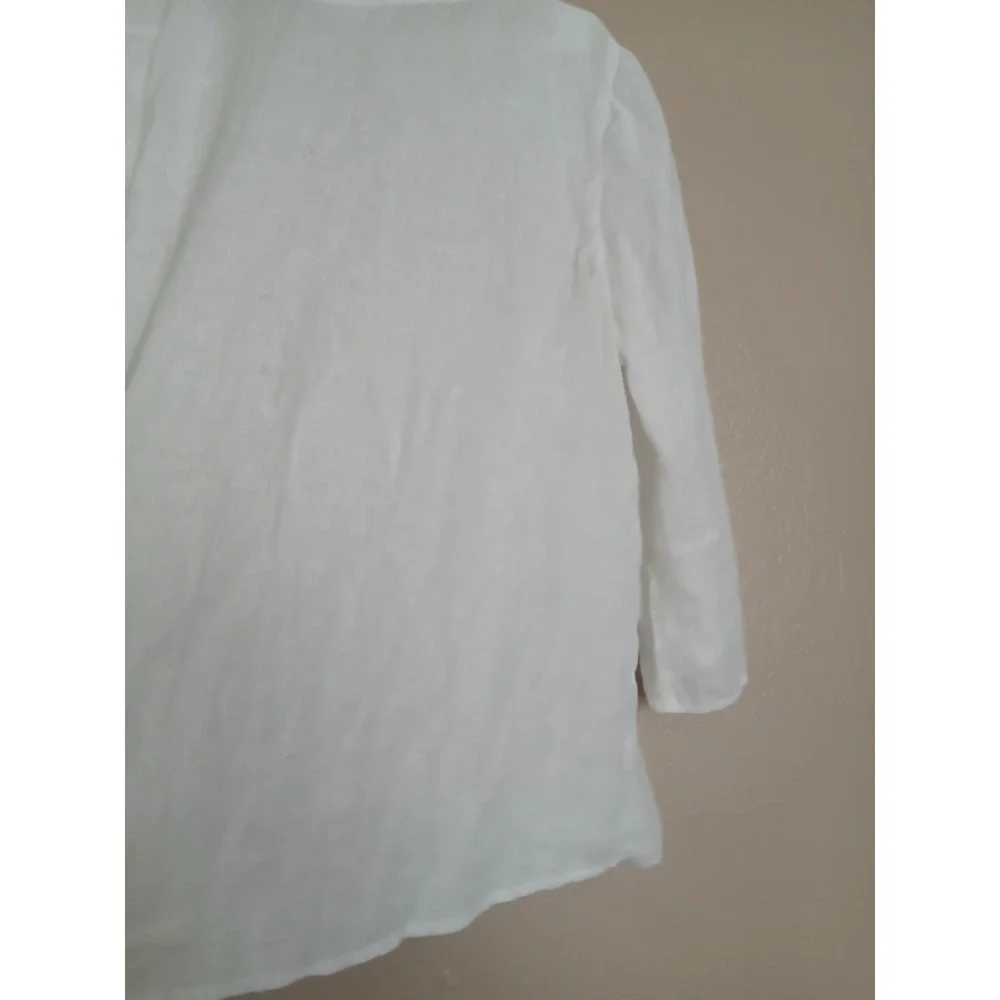 J Jill Top XL Love Linen Tunic Embroidered Cottage Hippie Peasant Boho Bohemian